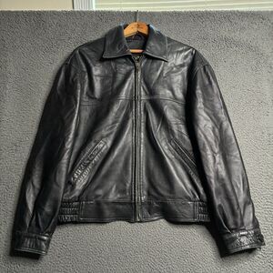 Vintage Vera Pelle Mens Italian Black Leather Jacket Sz M Moto Grunge Bikercore